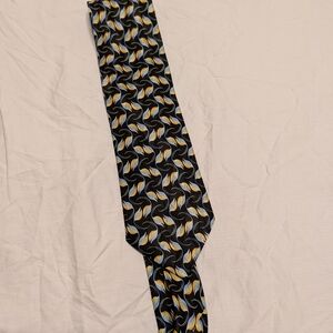 Jhane Barnes Black and Yellow Swirl Tie